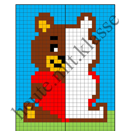 Pixel-Bilder: Muttertag & Vatertag & Valentinstag (Symmetrie / Pixel-Art)