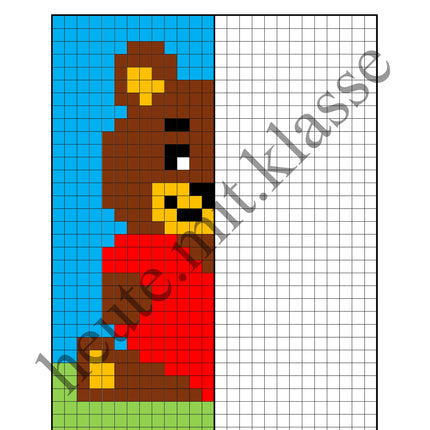 Pixel-Bilder: Muttertag & Vatertag & Valentinstag (Symmetrie / Pixel-Art)