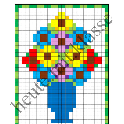 Pixel-Bilder: Muttertag & Vatertag & Valentinstag (Symmetrie / Pixel-Art)