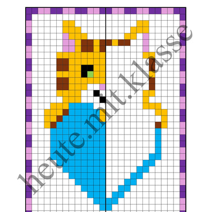 Pixel-Bilder: Muttertag & Vatertag & Valentinstag (Symmetrie / Pixel-Art)