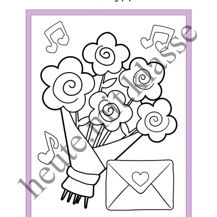 3x Puzzles & Ausmalbilder: Valentinstag & Muttertag & Vatertag (Schneideübung)