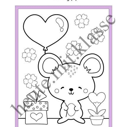 3x Puzzles & Ausmalbilder: Valentinstag & Muttertag & Vatertag (Schneideübung)